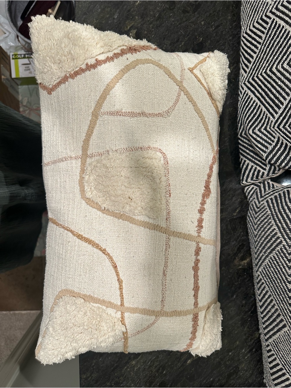 Neutral Cream Geometric Accent Pillow by